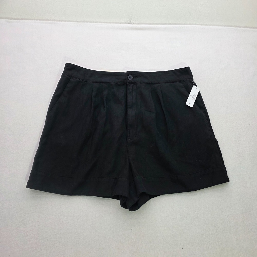 Joie Black Pleated High-Rise Linen Blend Shorts